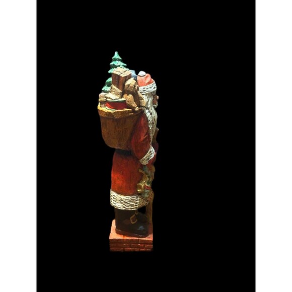 Vintage 10" Old World Santa With Backpack Of Toys Carrying A Walking Stick - Picture 2 of 11